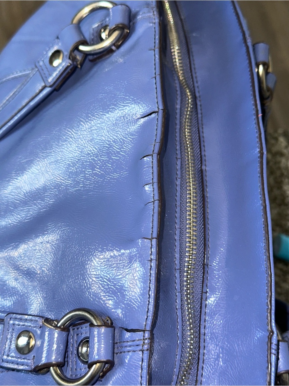 2012 Coach Poppy Daisy Blue Liquid Gloss Shoulder Bag - Picture 9 of 11